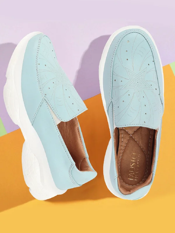 Women's Sneakers with Hidden Wedges for a Subtle Height Boost and Added StyleWomen Sky Blue Printed Design Stitched Comfort Slip On Sneaker Shoes Women's Sneakers with Hidden Wedges for a Subtle Height Boost and Added StyleWomen Sky Blue Printed Design Stitched Comfort Slip On Sneaker Shoes