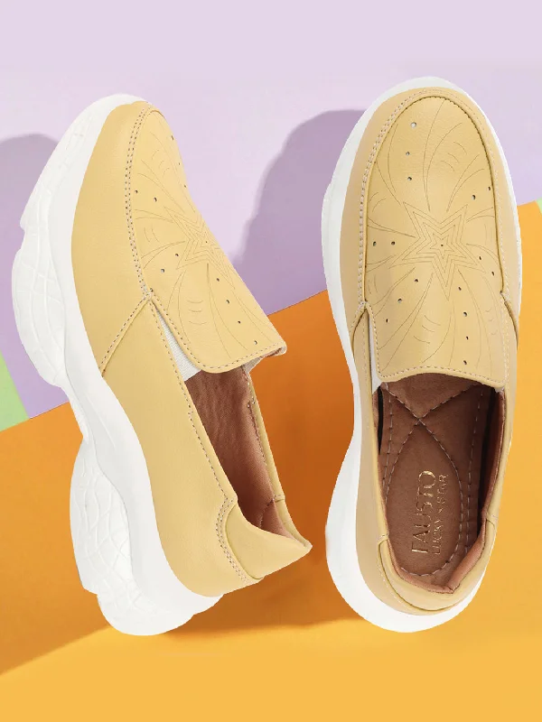 Wide - Width Women's Sneakers for Comfortable Fit for Those with Wider FeetWomen Yellow Printed Design Stitched Comfort Slip On Sneaker Shoes Wide - Width Women's Sneakers for Comfortable Fit for Those with Wider FeetWomen Yellow Printed Design Stitched Comfort Slip On Sneaker Shoes