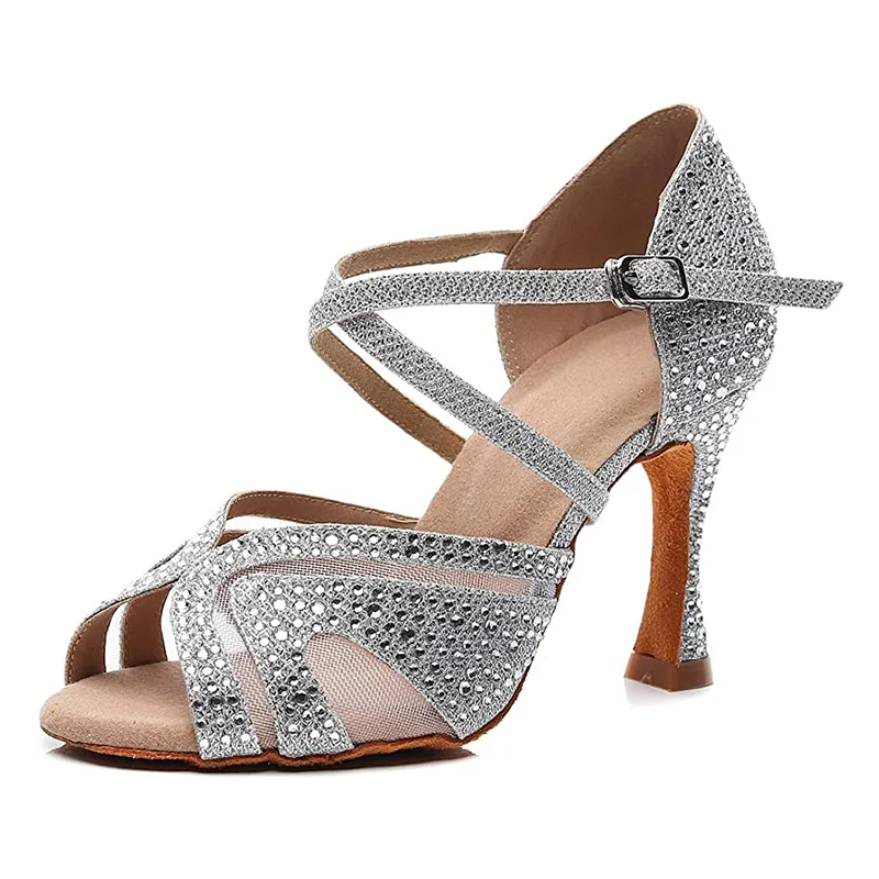 Adjustable Strap Ballroom Dance Shoes in Silver for a Secure FitWomen's Customized Heels Rhinestone Ballroom Dance Shoes Latin Dance Shoes Salsa Dance Shoes Dance Heels Adjustable Strap Ballroom Dance Shoes in Silver for a Secure FitWomen's Customized Heels Rhinestone Ballroom Dance Shoes Latin Dance Shoes Salsa Dance Shoes Dance Heels
