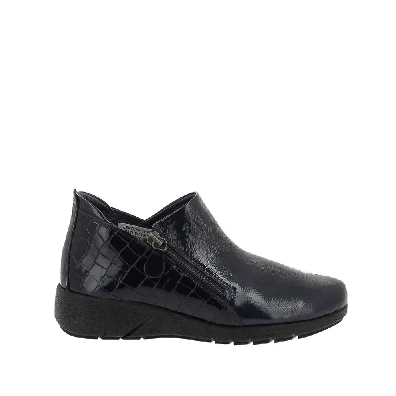 women's ankle boots with snakeskin print24 HRS 25008 Navy Patent Bootie