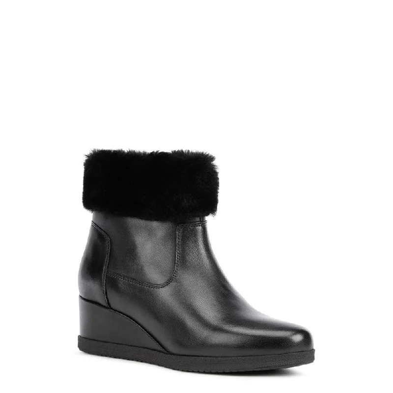 women's ankle boots with cutoutsGeox Anylla Wedge Ankle Boots
