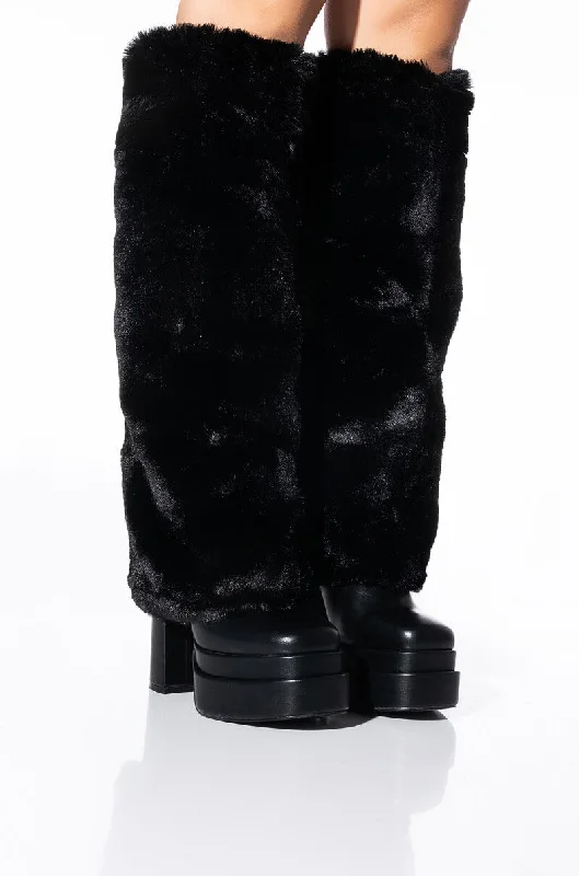 Snake print knee high boots for a trendy lookAZALEA WANG COCO FUR FOLD OVER BOOT IN BLACK Snake print knee high boots for a trendy lookAZALEA WANG COCO FUR FOLD OVER BOOT IN BLACK