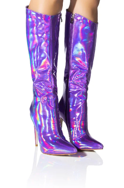 Pointed toe knee high boots for a sophisticated styleAZALEA WANG NOVA SEXY STILETTO BOOT IN PURPLE Pointed toe knee high boots for a sophisticated styleAZALEA WANG NOVA SEXY STILETTO BOOT IN PURPLE