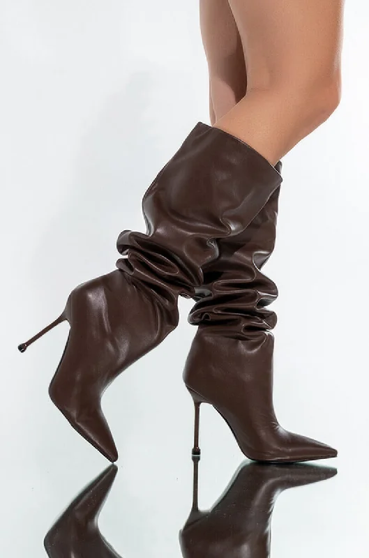 Platform knee high boots for added heightAZALEA WANG SWEET DREAMS STILETTO BOOT IN BROWN Platform knee high boots for added heightAZALEA WANG SWEET DREAMS STILETTO BOOT IN BROWN