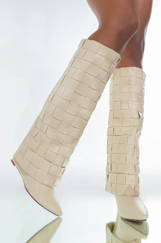 Knee high boots with lace - up detailsAZALEA WANG THAT KINDA NIGHT WEDGE BOOT IN BONE Knee high boots with lace - up detailsAZALEA WANG THAT KINDA NIGHT WEDGE BOOT IN BONE
