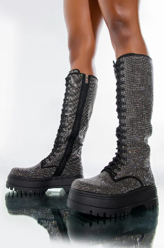 Mesh panel knee high boots for breathabilityAZALEA WANG WON'T LET GO OF YOU FLATFORM BOOT IN BLACK Mesh panel knee high boots for breathabilityAZALEA WANG WON'T LET GO OF YOU FLATFORM BOOT IN BLACK