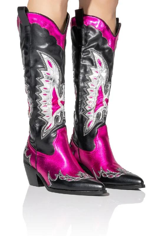 Velvet knee high boots for a luxurious feel​AZALEA WANG ZAINA WEDGE BOOT IN PINK