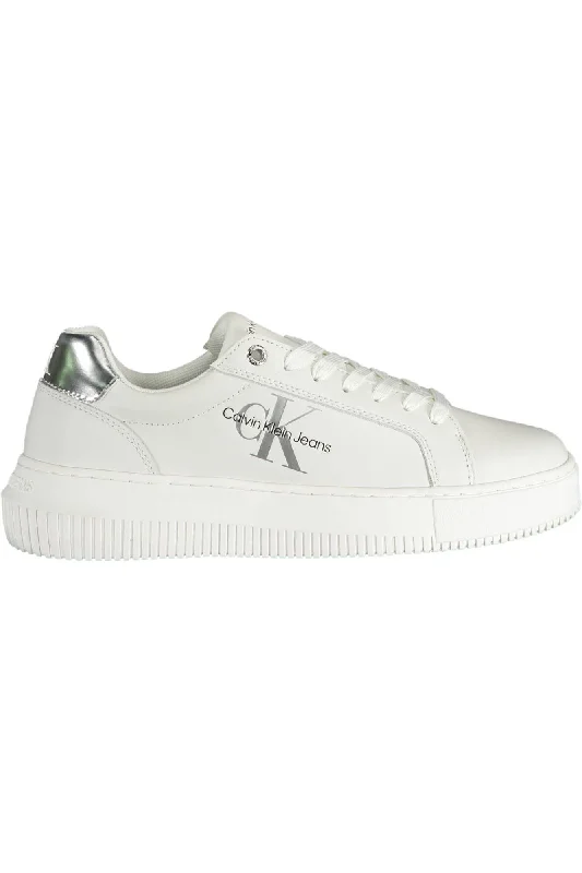 women's booties with bucklesCalvin Klein Chic White Contrasting Lace-Up Sneakers