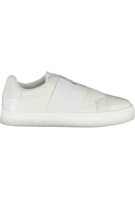 women's booties with western vibeCalvin Klein Chic White Elastic Band Sneakers