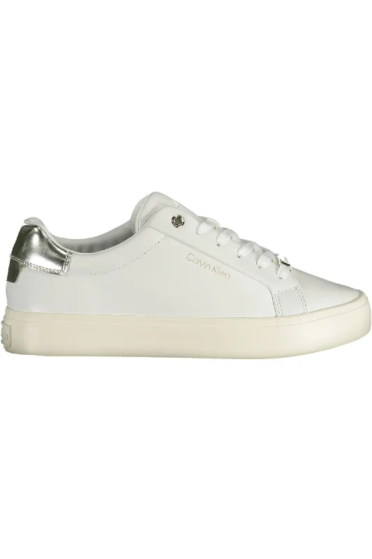 women's suede bootiesCalvin Klein Elegant White Contrast Lace-Up Sneakers