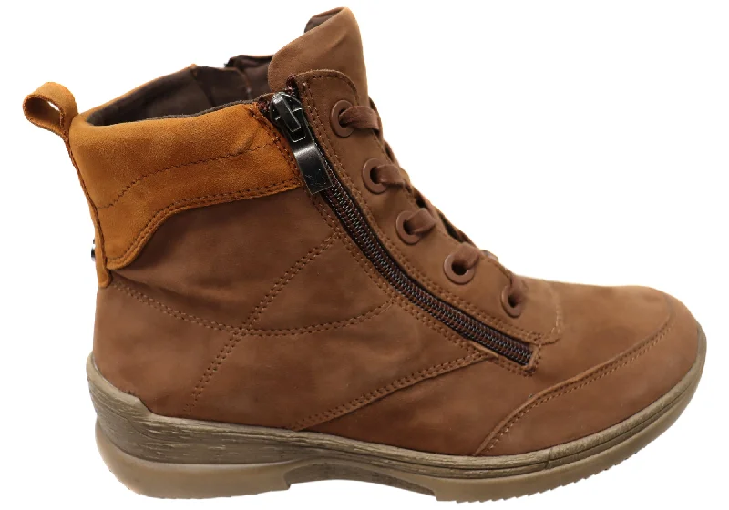women's ankle boots with studsCaprice Nina Womens Extra Wide Leather Suede Lace Up Ankle Boots