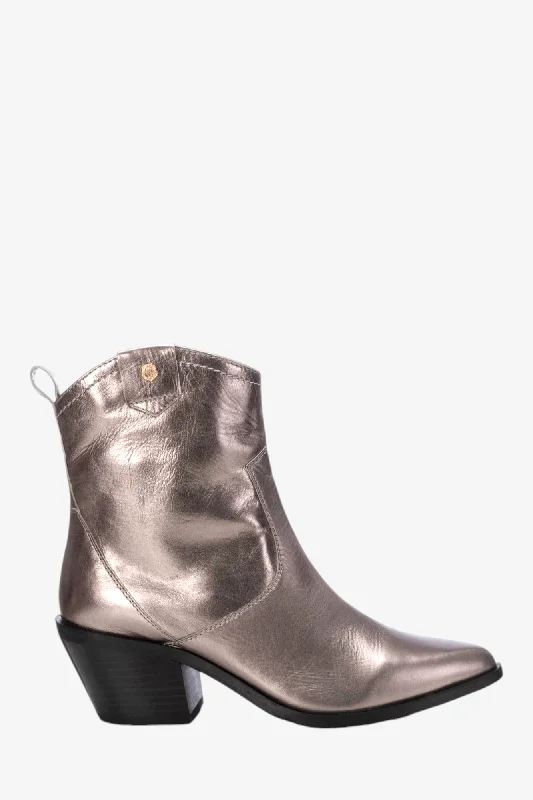 women's ankle boots for fallCARMELA 161776 PEWTER LEATHER BOOT