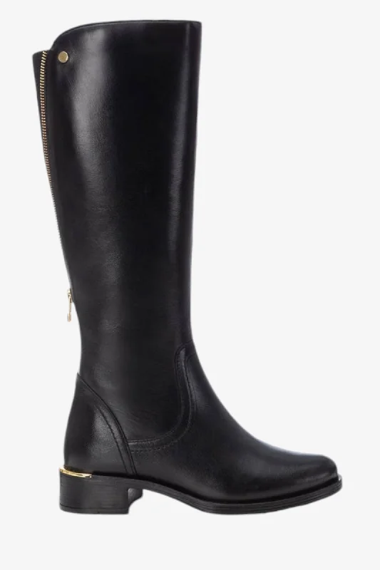 women's ankle boots with strapsCARMELA 162018 BLACK LEATHER KNEE HIGH BOOT