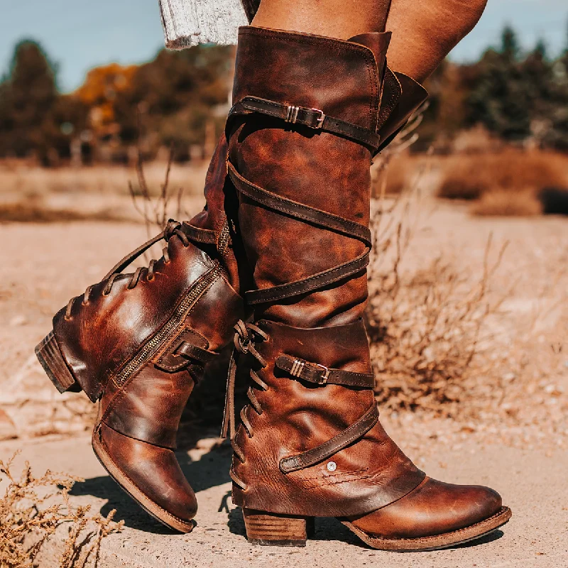 women's western boots with comfort insolesCassius - Brown distressed