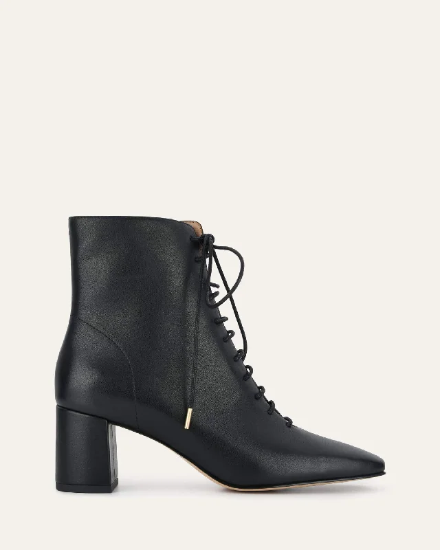 women's ankle boots with over-the-knee lookCORA MID ANKLE BOOTS BLACK LEATHER