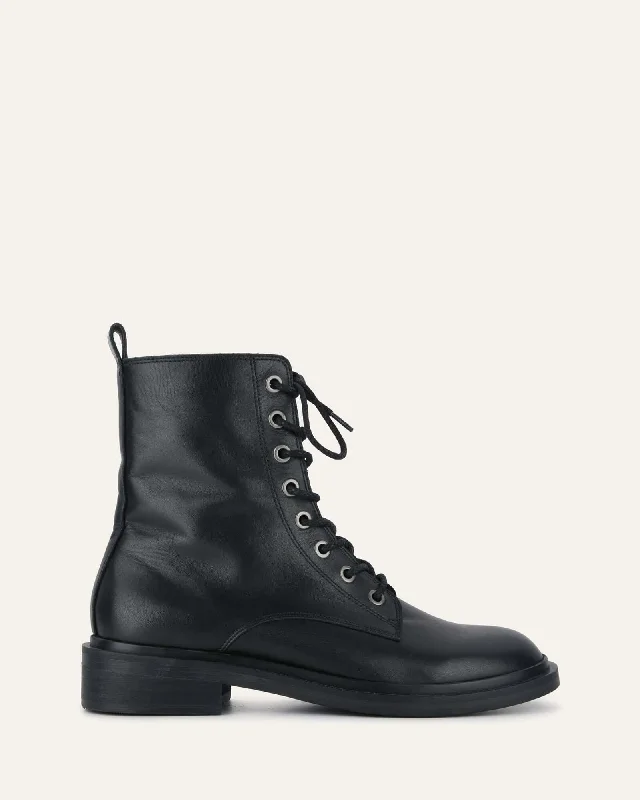 women's platform ankle bootsDARWIN FLAT ANKLE BOOTS BLACK LEATHER