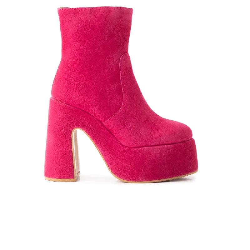 women's ankle boots for wide calvesDaze Fuchsia Suede