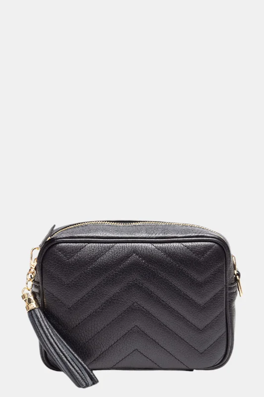 women's ankle boots with floral designELIE BEAUMONT QUILTED BLACK LEATHER BAG