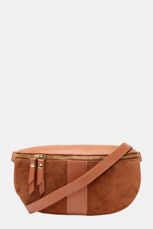women's ankle boots with zippersELIE BEAUMONT SUEDE SLING LEATHER TAN BAG