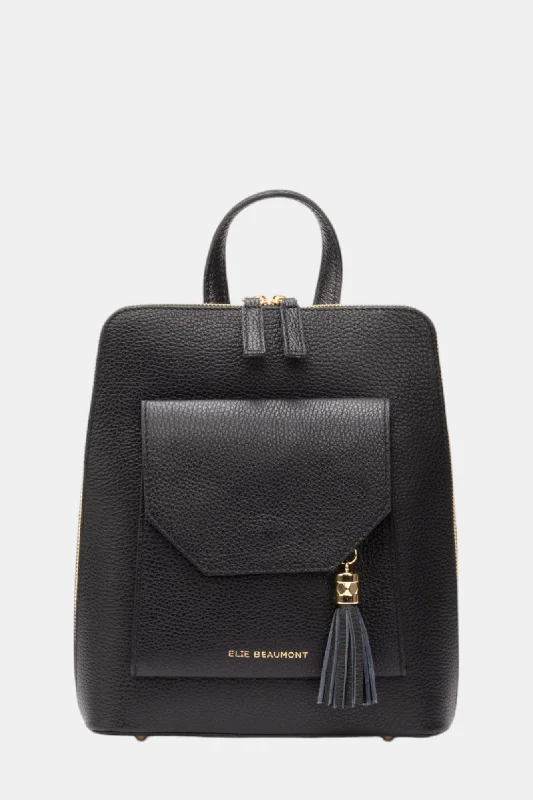 women's ankle boots with metallic finishELIE BEAUMONT VERSO BLACK LEATHER BAG
