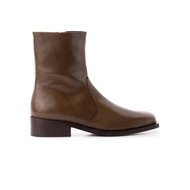 women's ankle boots with adjustable strapsFargo Khaki Leather