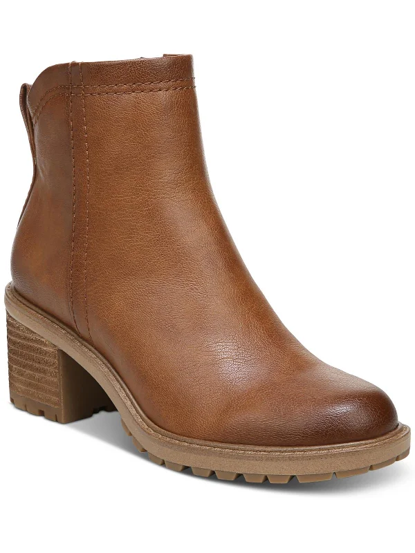 women's booties for travelGreyson Womens Faux Leather Lugged Sole Ankle Boots