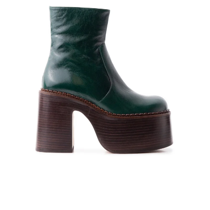 women's ankle boots with velvetGunner Green Leather