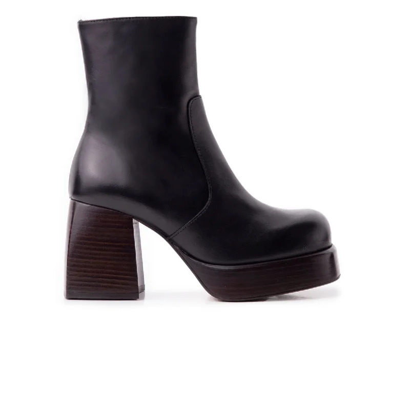 women's platform ankle bootsJace Black Leather