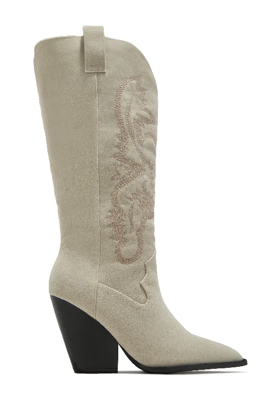 women's booties with block heelJamille Block Heel Cowgirl Boots - Sand