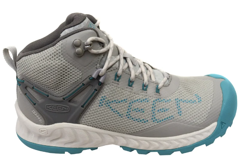 Sizing - Up Available Women's Hiking Shoes in Turquoise for a Perfect FitKeen Womens Comfortable Lace Up NXIS EVO Mid Waterproof Boots Sizing - Up Available Women's Hiking Shoes in Turquoise for a Perfect FitKeen Womens Comfortable Lace Up NXIS EVO Mid Waterproof Boots