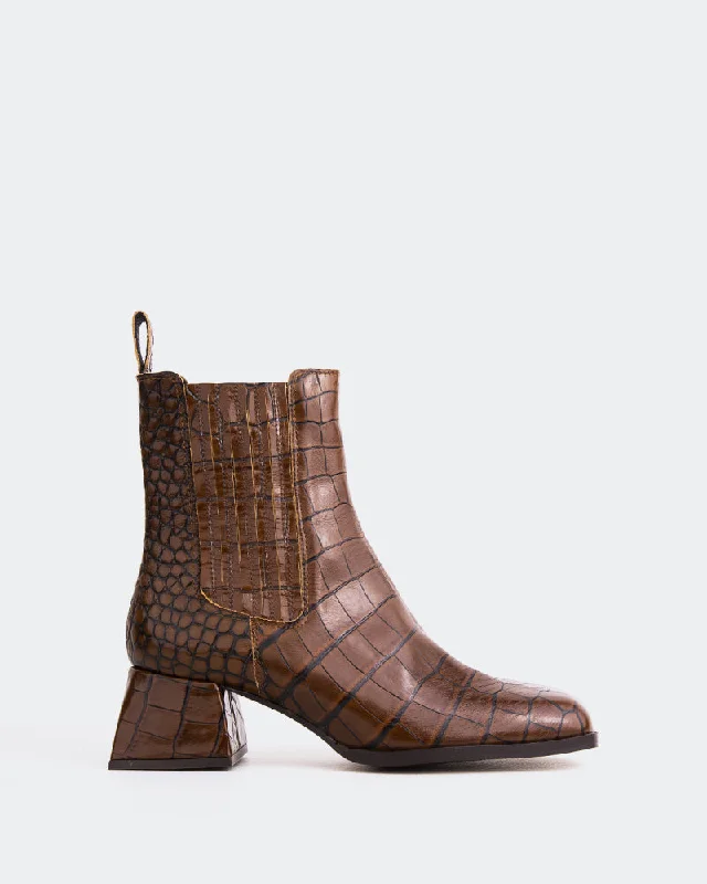 women's ankle boots with elastic sidesKent Tan Croco
