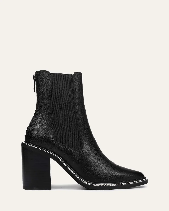 women's combat ankle bootsLUXE HIGH ANKLE BOOTS BLACK LEATHER