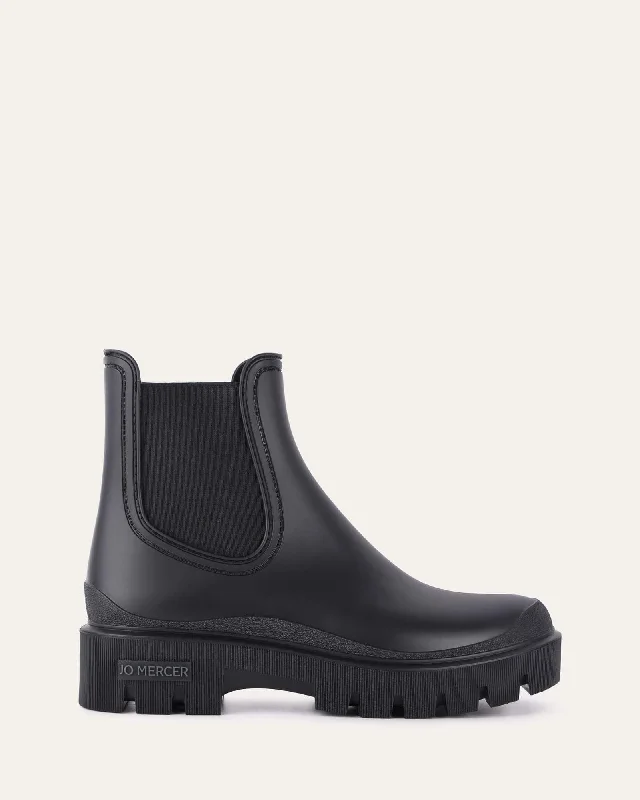 women's ankle boots with metallic finishMAEVA FLAT ANKLE BOOTS BLACK RUBBER