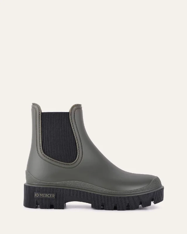 women's ankle boots with glitterMAEVA FLAT ANKLE BOOTS KHAKI RUBBER