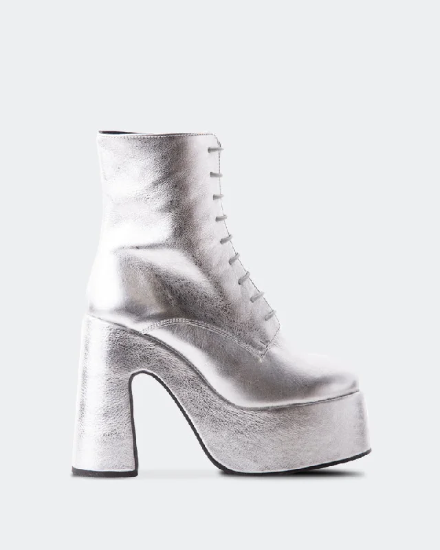women's ankle boots with bow detailsMellow Silver Metal