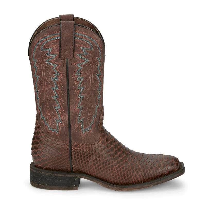 women's cowboy boots with spursMescalero Snake Print Square Toe Cowboy Boots