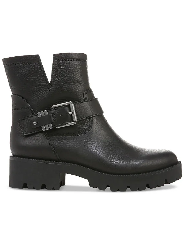 women's booties with block heelMiller  Womens Leather Lug Sole Booties