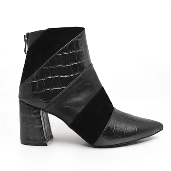 women's heeled ankle bootsNude Zellah Black Ankle Boot