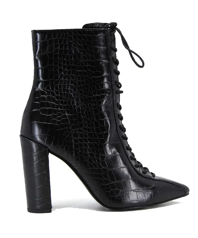 women's heeled ankle bootsPaisley Boot Black Croc
