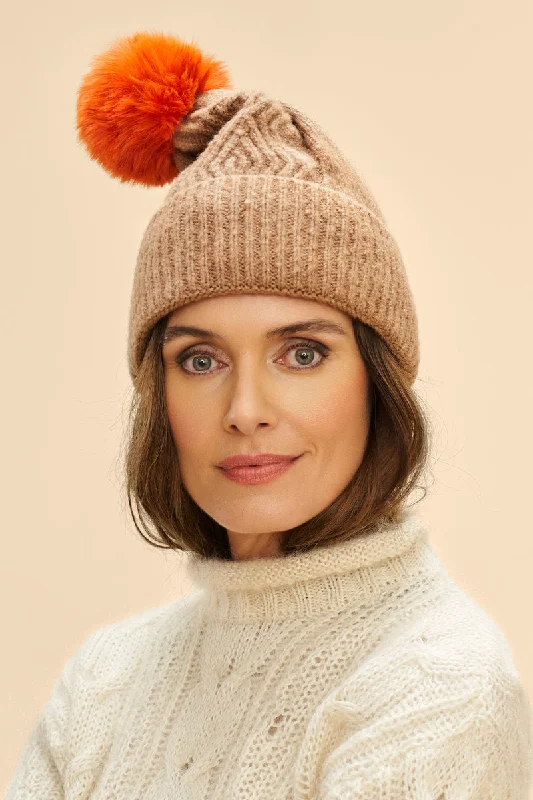 women's ankle boots with elastic sidesPOWDER INGRID BOBBLE HAT CAPPUCCINO