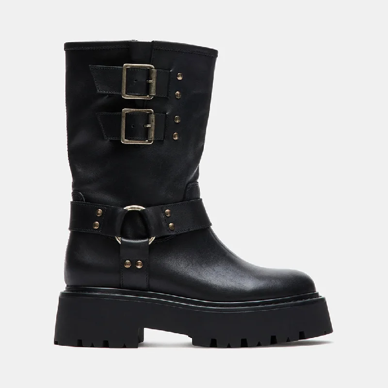 women's booties for dancingREIKA BLACK LEATHER