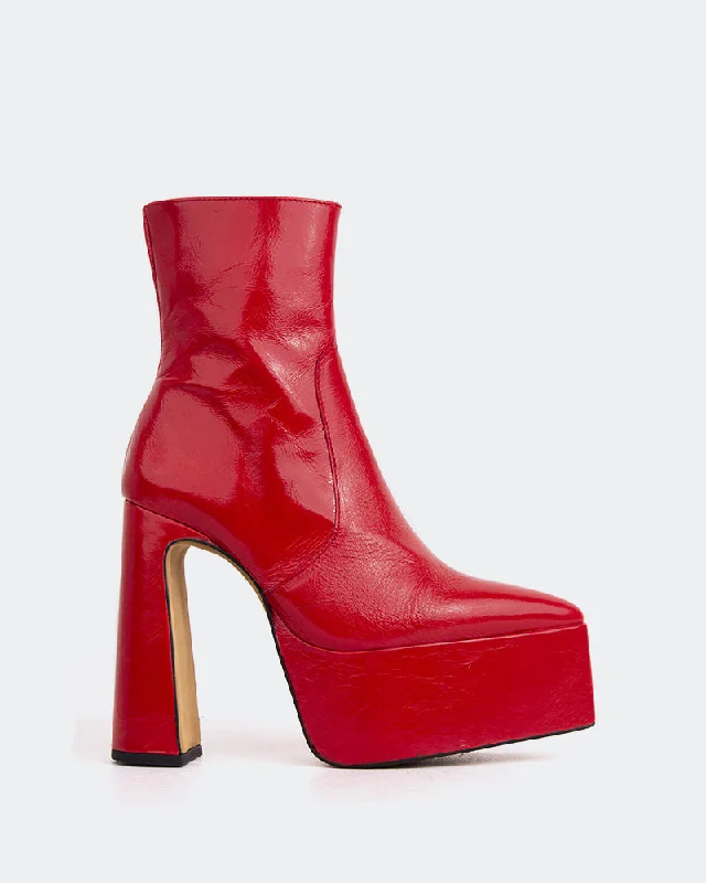women's ankle boots for fallSarov Red Leather