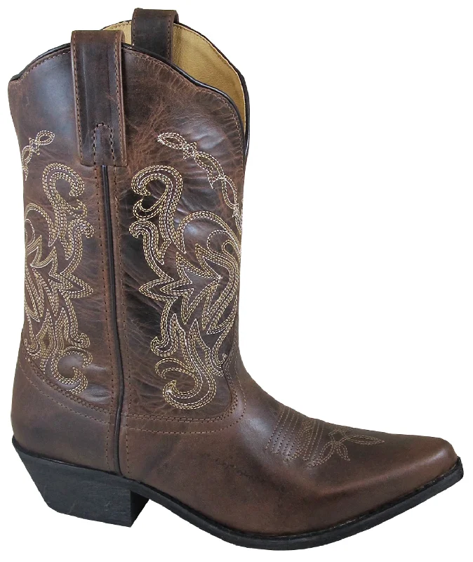women's cowboy boots with low heelSmoky Mountain Boots Womens Madison Brown Distress Leather 12in Western 6 M
