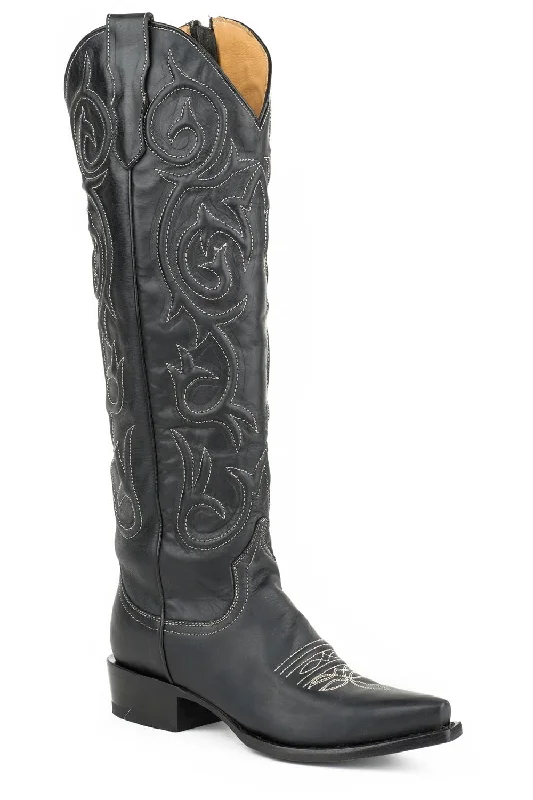 women's cowboy boots with pointed toeStetson Blair Ladies Black Leather 19in Corded Cowboy Boots women's cowboy boots with pointed toeStetson Blair Ladies Black Leather 19in Corded Cowboy Boots