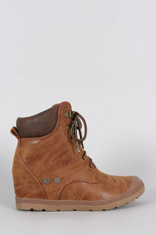 women's booties for casual wearWedged Hiking Ankle Boots