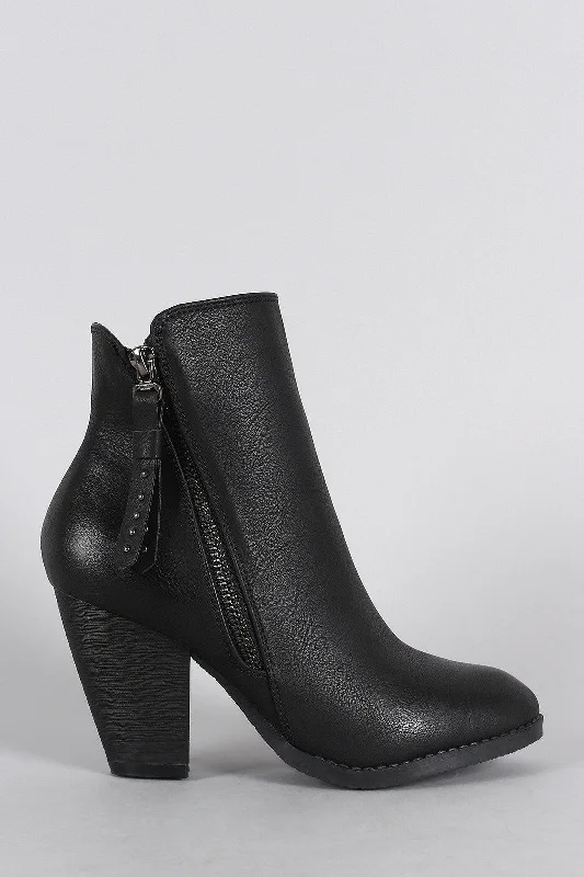 women's booties with floral designWestern Cowgirl Chunky Stacked Heeled Ankle Boots