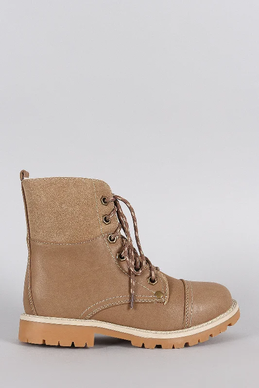 women's booties with studsWarm Faux Shearling Lug Work Boots