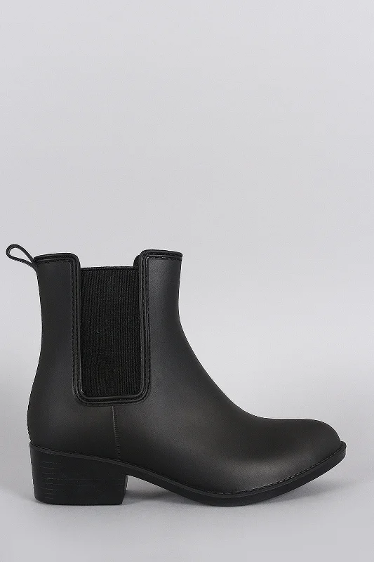 women's booties with chukka styleWild Diva Lounge Elastic Gore Almond Toe Rain Boots