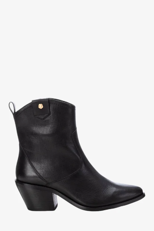 women's heeled ankle bootsCARMELA 161776 BLACK LEATHER BOOT