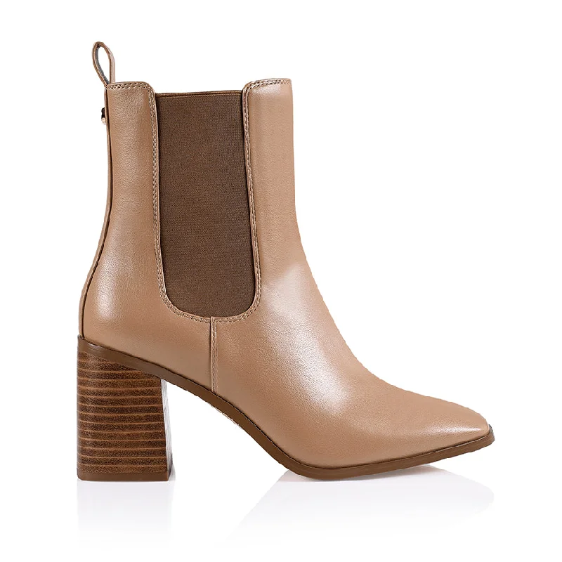 women's leather ankle bootsLink Chelsea Ankle Boots - Dark Camel Smooth